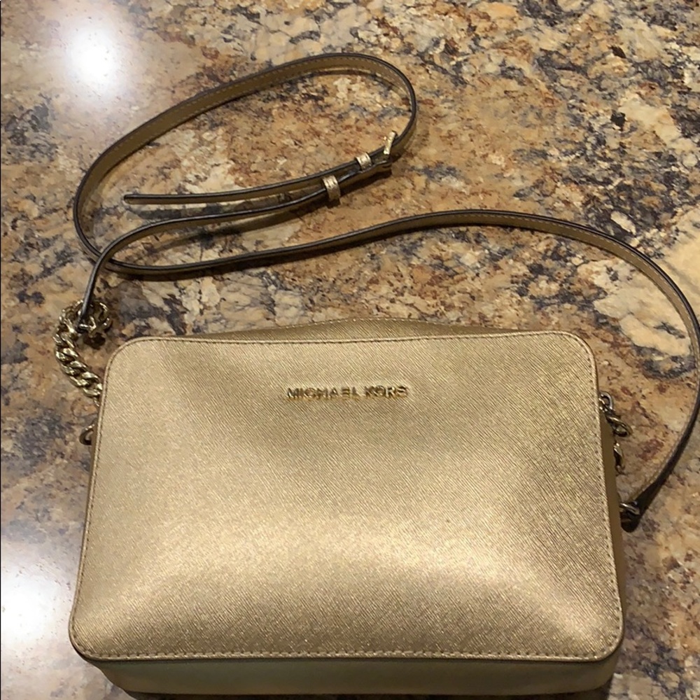 Michael Kors gold crossbody purse